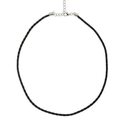100pcs Black Braided Design Leather Look Necklace Cord 