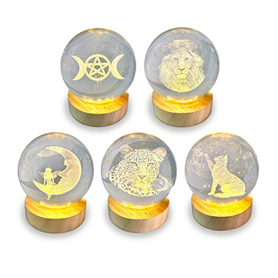 Large 3D Crystal Ball Glass Lamp Assorted