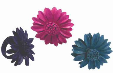 50pcs Coloured Leather Flower Rings ($0.70 ea)