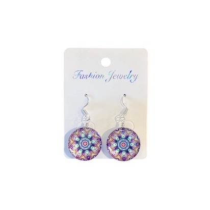 Packet of 12 Double-Sided Picture Earrings Mandala