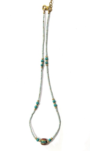 Semi-Precious Necklace with Metal Bead