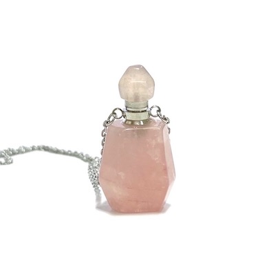 Rose Quartz Perfume Bottle Necklace