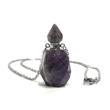 Amethyst Perfume Bottle Necklace