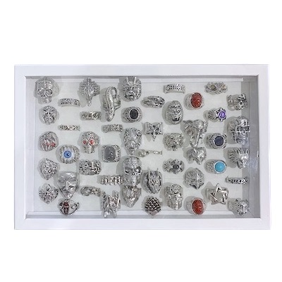Tray of 50 Large Metal Fantasy Rings