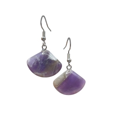 Amethyst Fan Surgical Steel Earrings
