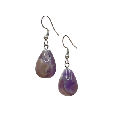 Amethyst Fat Teardrop Surgical Steel Earrings