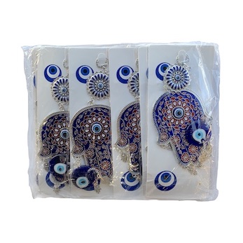 Packet of 12 Hamsa Hand Metal Hangings