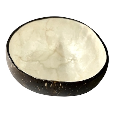 Large Coconut Bowl with shell inlaid