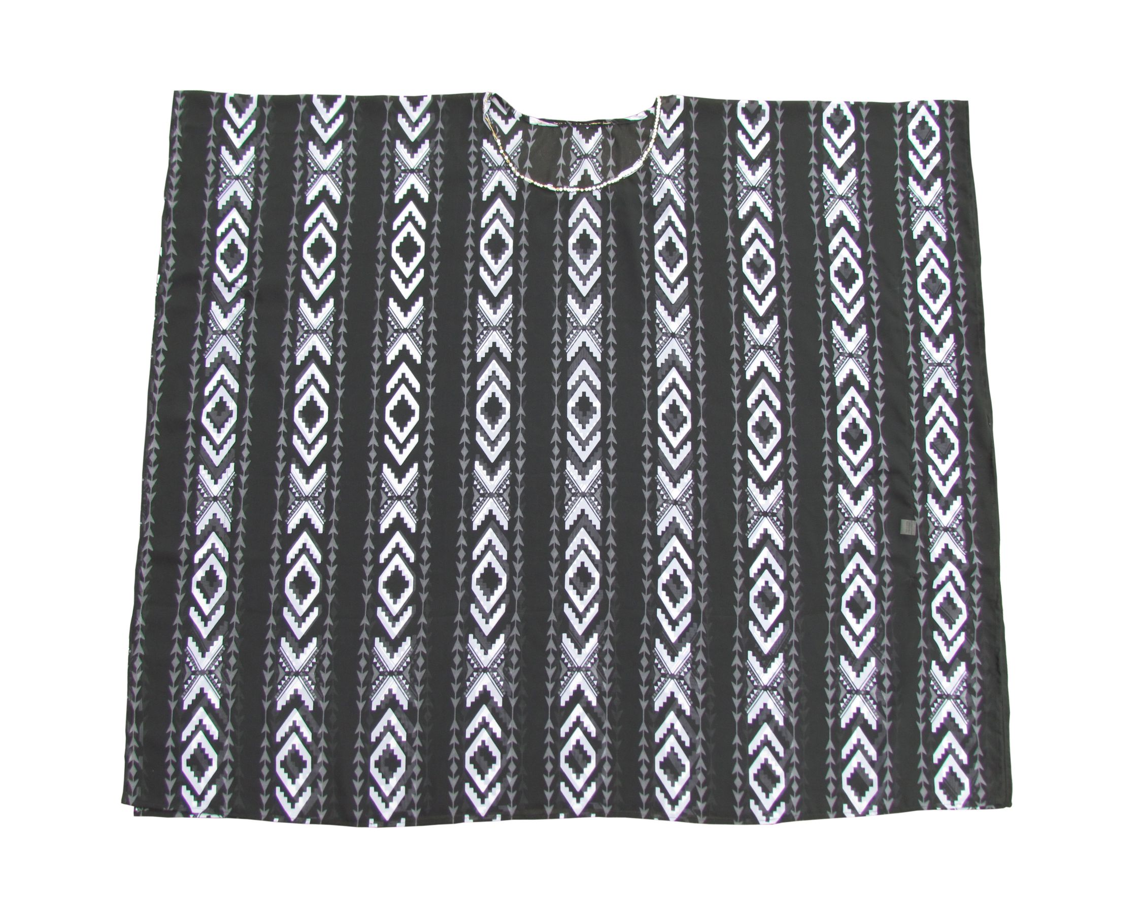 Large poncho with sequined neckline