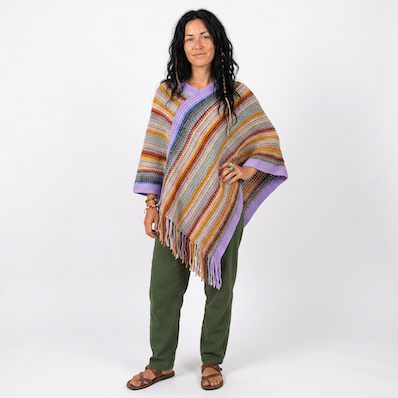 Stripey Acrylic V-Shape Poncho