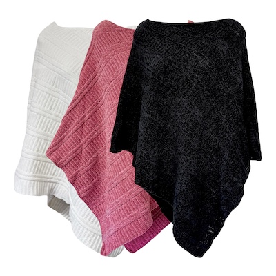 24 x Plain Acrylic Round Neck Soft Knit Poncho