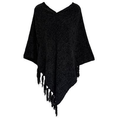 Plain Acrylic V Neck Soft Knit Poncho