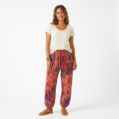 Blockprint Patchwork 2 Pocket Cotton Harem Pants