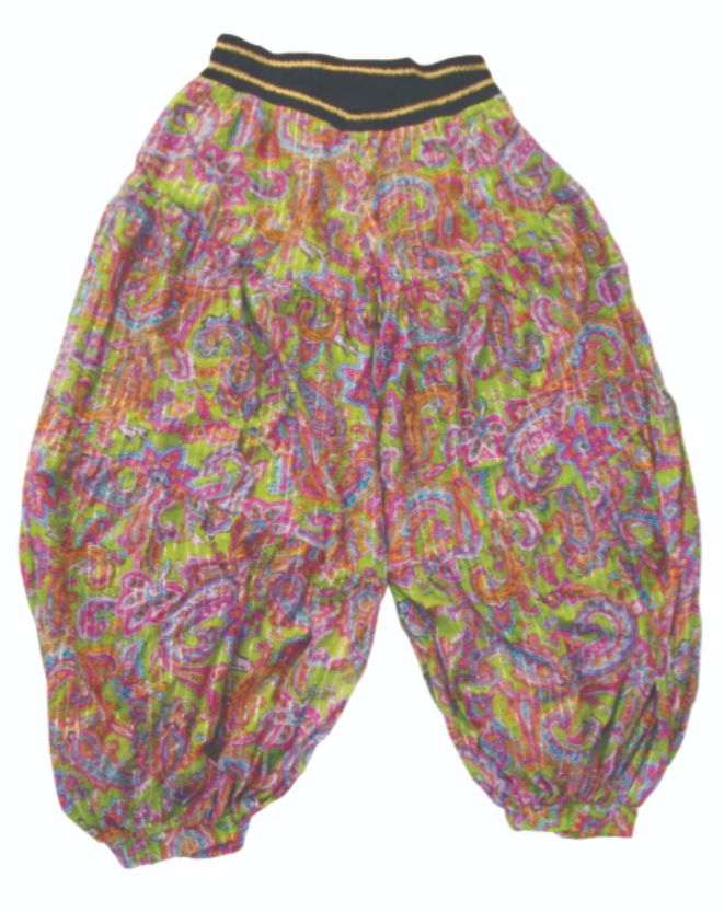 Harem pants dyed with round pattern pockets