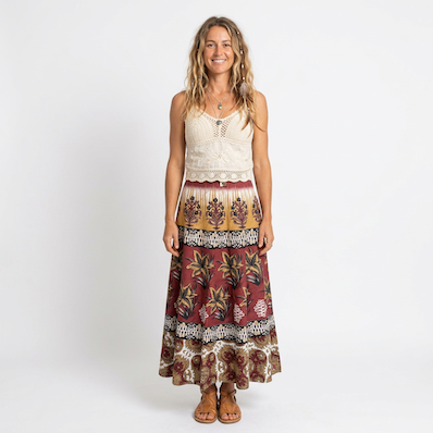 Cotton Long Wrap Skirt Printed