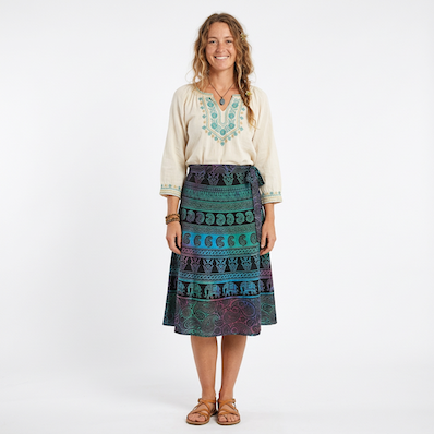 Tie Dye Medium Length Wrap Skirt