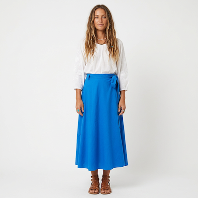 Plain Long Cotton Wrap Skirt
