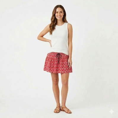 Cotton Womens 2 Panel Mini Skirt