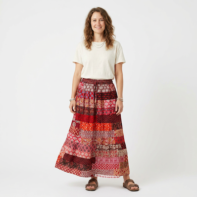 Cotton Women's Patchwork Skirt with Lining