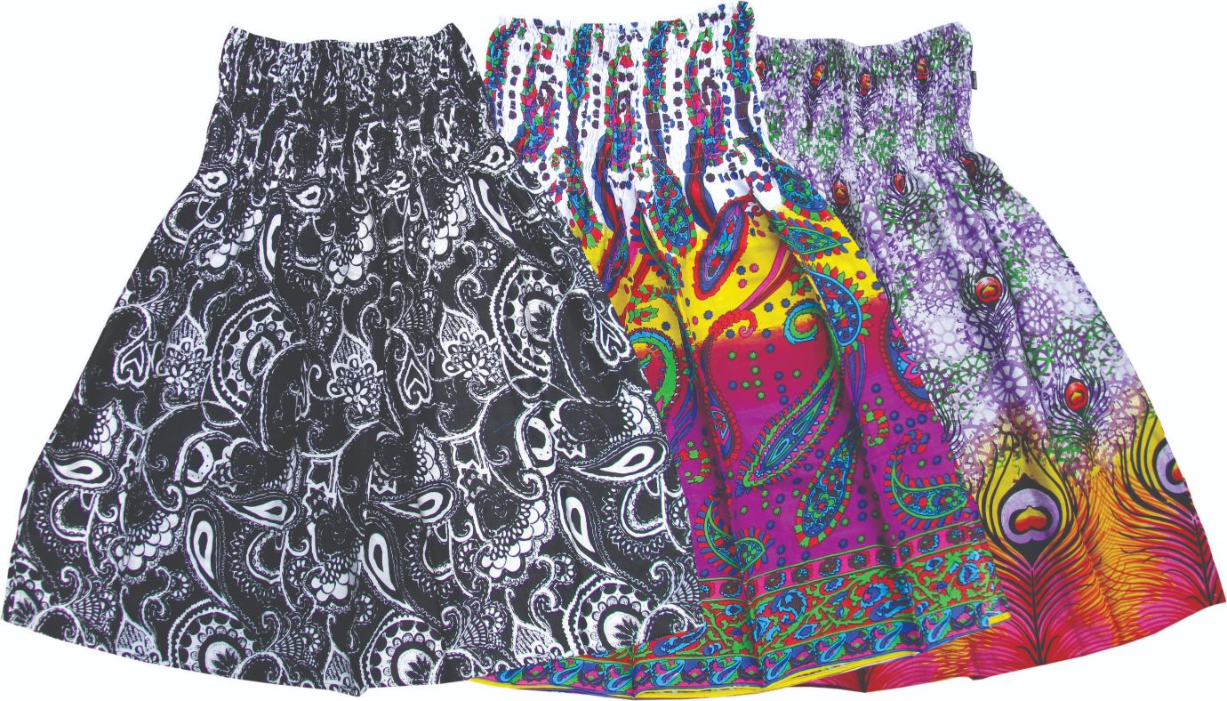 Rayon Print Shearing Elastic Top Skirt