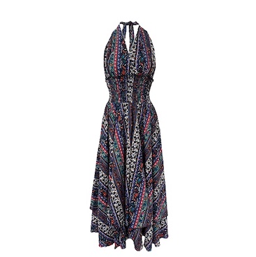 Paisley Print Dress with Tie Up Top