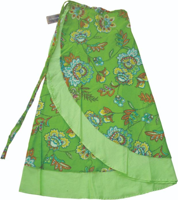 Cotton 2 tier wraps skirt half round tie 