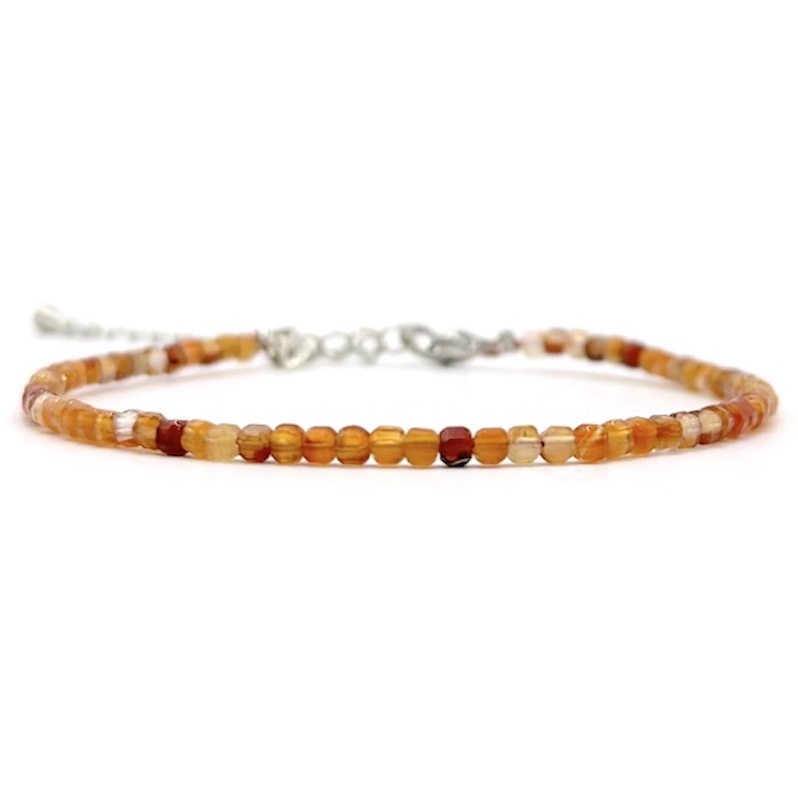 Carnelian Faceted Bead Bracelet with Adjustable Chain