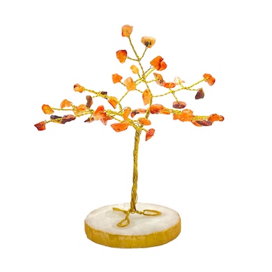 50 Bead Carnelian Tree on Gold Base