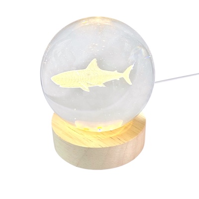 3D Shark Crystal Ball Glass Lamp