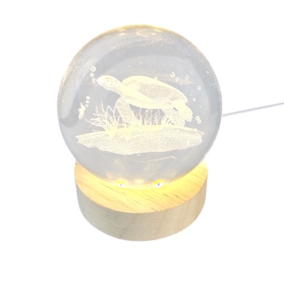 3D Turtle Crystal Ball Glass Lamp