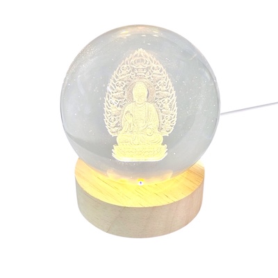 3D Buddha Crystal Ball Glass Lamp