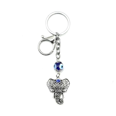 12 x Elephant Evil Eye Metal Keyring