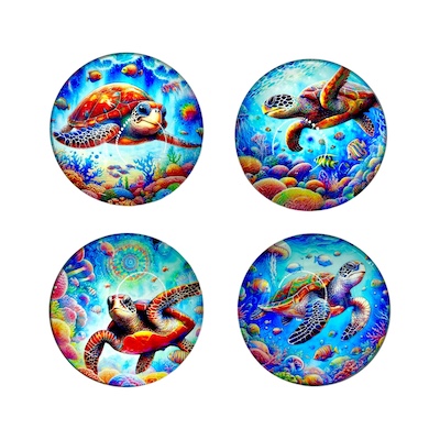 4 x 6cm Turtle Glass Fridge Magnets