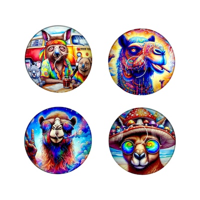 4 x 6cm Stoned Australiana Glass Fridge Magnets
