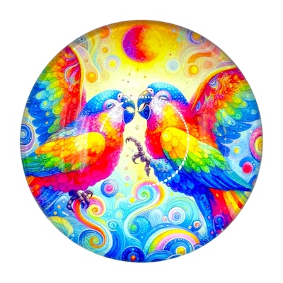 4cm 2 Parrots Glass Fridge Magnet	