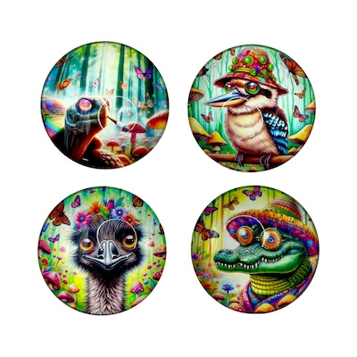 4 x 4cm Stoned Australiana Glass Fridge Magnet