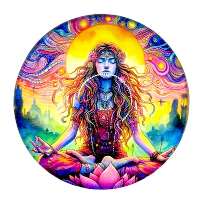 4cm Meditating Lady Glass Fridge Magnet