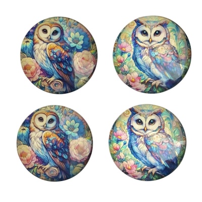 4 x 4cm Owl Glass Fridge Magnets