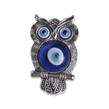 Packet of 12 Owl Evil Eye Metal Fridge Magnets