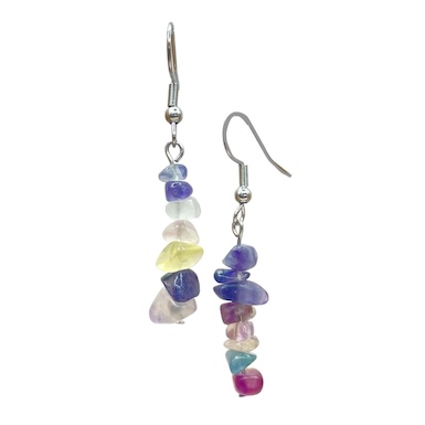 Fluorite Chip Earrings Surgical Stainless Steel