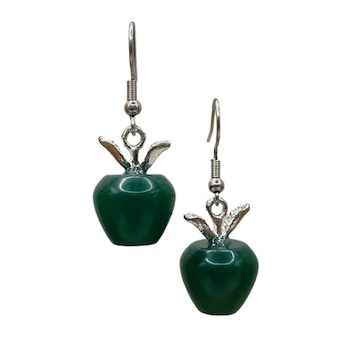 Green Agate Apple Surgical Steel Earrings