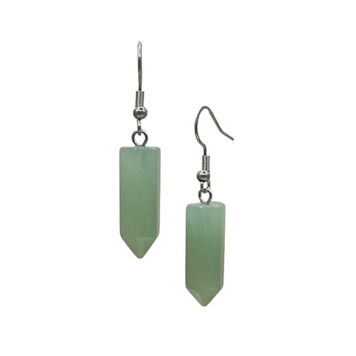 Green Aventurine Terminated Surgical Steel Earrings