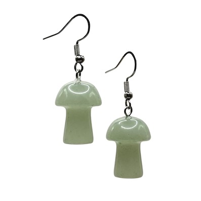 Green Aventurine Mushroom Surgical Steel Earrings