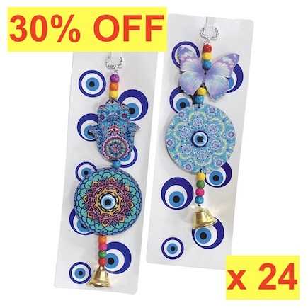 30% OFF - 24pcs Assorted Evil Eye Two-Tier Wooden Hanging