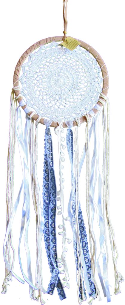 Crochet  dreamcatcher with lace pompoms