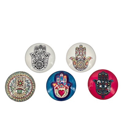 6cm Glass Fridge Magnet Hamsa Hand Design Assorted