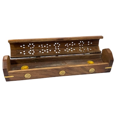 12 Inch Om Wooden Incense Hut Box