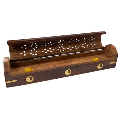 12 Inch Yin & Yang Wooden Incense Hut Box