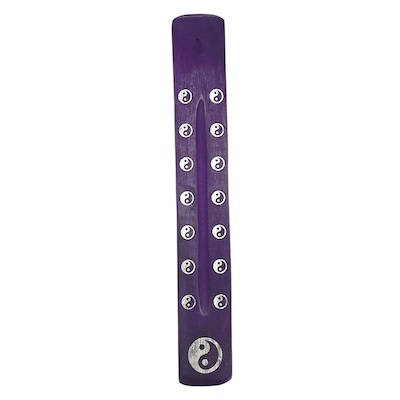 Dark Purple Painted Wooden Ashcatcher w/ Laser Print Designs