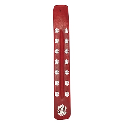Red Painted Wooden Ashcatcher w/ Laser Print Design